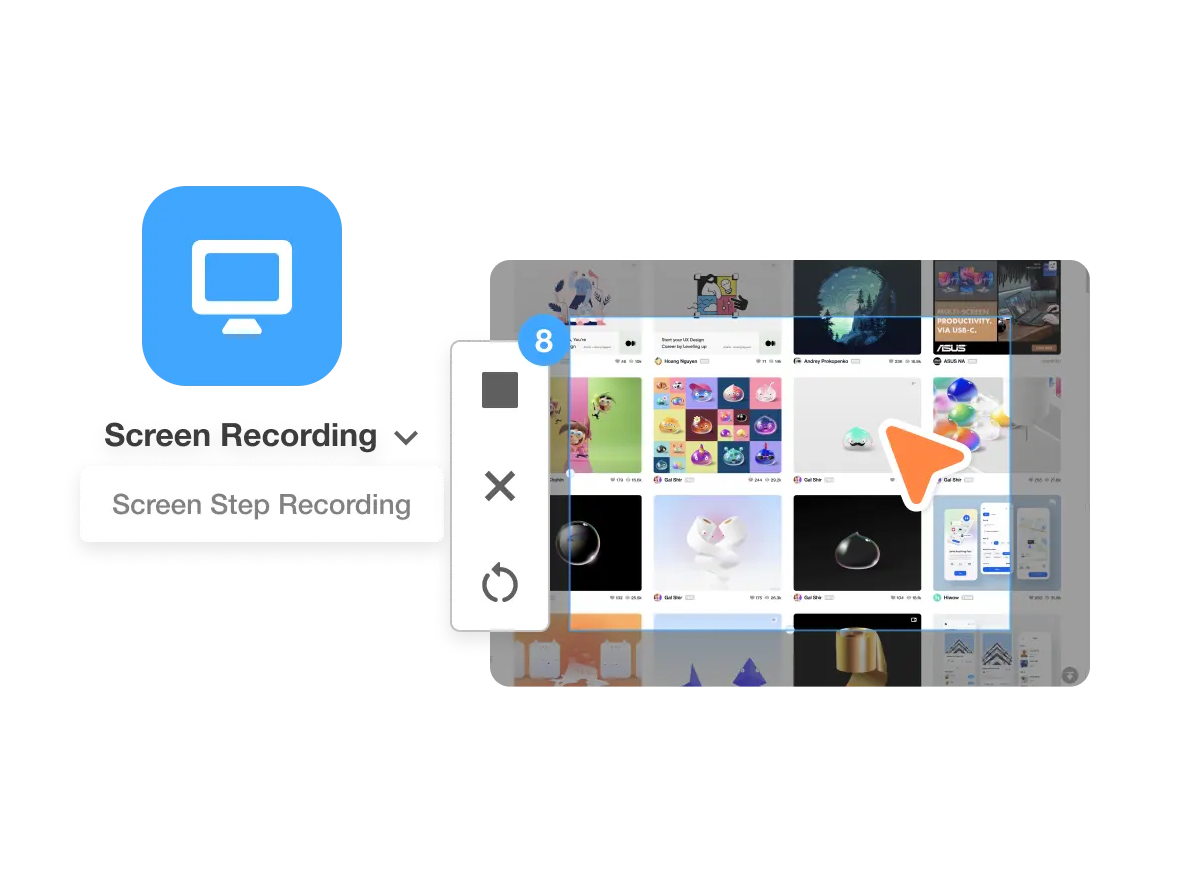 Step screen recorder how to guide showing captured clicks, keystrokes, and actions turned into a polished walkthrough